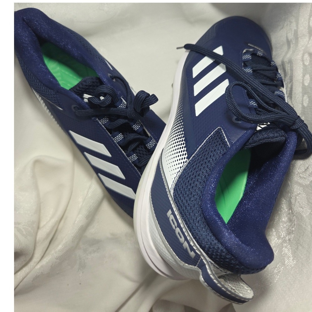 Adidas Icon 7 Metal Baseball Cleats Navy Blue Mens 11 Metal Spikes 2022 Low Top